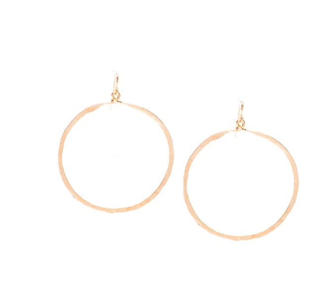 Hammered Hoops in Rose Gold