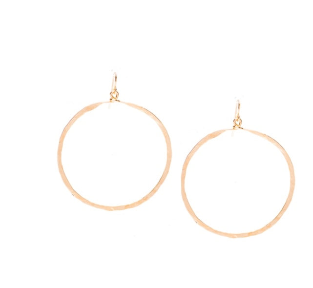 Golden Age hammered hoop earring with gold plate finish